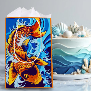 Oranje koi vis blauw medium cadeauzakje