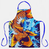 Oranje koi vis blauw schort (Voorkant)