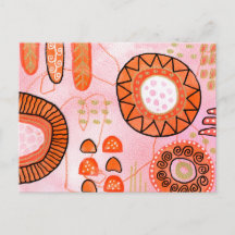 Oranje Koraal Abstracte Prentkaart