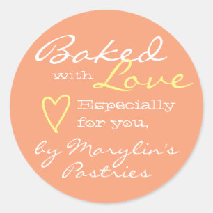 Oranje koraal eenvoudig gemaakt met liefdeshartpas ronde sticker