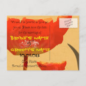 Oranje koraal papaver de datum opslaan aankondigingskaart (Achterkant)