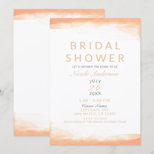 Oranje koraal Waterverf Modern Vrijgezellenfeest Kaart