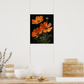 Oranje Kosmos Bloemen Art Print Poster (Keuken)
