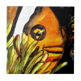 Oranje Koud waterverf originele kunstschilderij Tegeltje