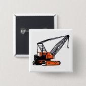 Oranje kraan vierkante button 5,1 cm (Voorkant /achterkant)