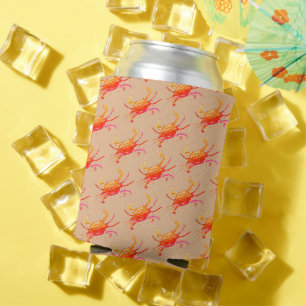 Oranje krab Pattern  Boho Beach Party Blikjeskoeler