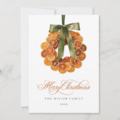 Oranje Krans Kerst Kaart (Voorkant)