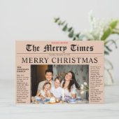 Oranje krant Merry Kerstmis Fun-fotokaart Kaart (Staand voorkant)
