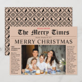 Oranje krant Merry Kerstmis Fun-fotokaart Kaart (Voorkant / Achterkant)