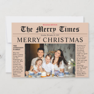 Oranje krant Merry Kerstmis Fun-fotokaart Kaart