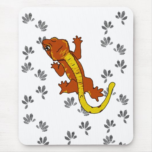 Oranje krestie voetafdrukken (mousepad) muismat (Voorkant)