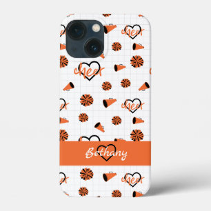 Oranje kronkelharten, pom Poms, Megafone Pattern iPhone 13 Mini Hoesje
