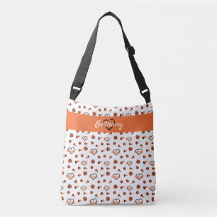 Oranje kronkelharten, pom Poms, Megafone Pattern Crossbody Tas
