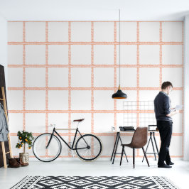 Oranje Kronkelige Lijnen Geometrisch Vierkant Grid Behang