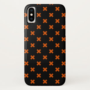 Oranje kruisstiften op zwart iPhone x hoesje
