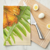 Oranje kruisvliegende vlinder theedoek (Quarter Fold)