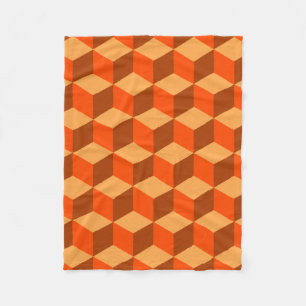 Oranje kubussen fleece deken