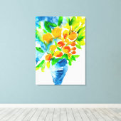 Oranje kumquat fruit kunst waterverf canvas afdruk (Insitu (Houten vloer))