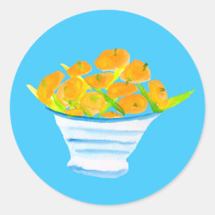 Oranje kumquats waterverf vruchten ronde sticker