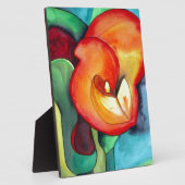 Oranje kunstbloem, waterverf fotoplaat (Zijkant)