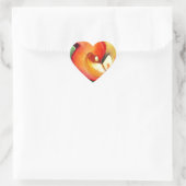 Oranje kunstbloem, waterverf hart sticker (Tas)