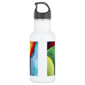 Oranje kunstbloem, waterverf waterfles  (Achterkant)