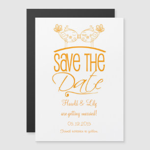 Oranje kus vogels magnetisch Save the Date Magnetische Uitnodiging