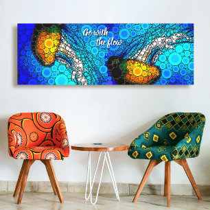 Oranje kwal Oceaan Ga met de Stroom Mee Kleurrijk Canvas Afdruk