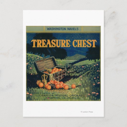 Oranje label voor schatkist (veldversie) briefkaart (Voorkant)