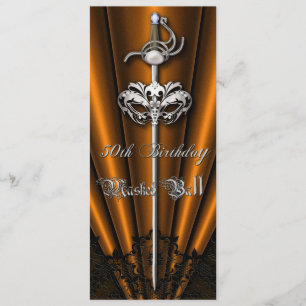 Oranje Lace Masquerade Silver 50th Birthday Kaart