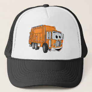 Oranje lachende vuilniswagen Cartoon Trucker Pet