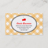 Oranje land rode kersen met gingham-patroon visitekaartje (Achterkant)