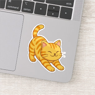 Oranje Lapjeskat Strekkend Sticker