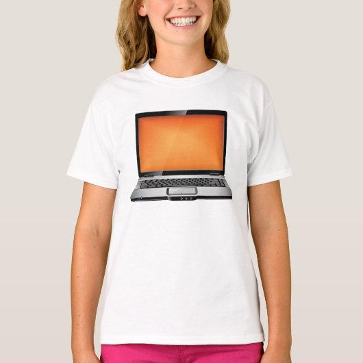 Oranje laptop t-shirt (Voorkant)