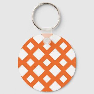 Oranje Lattice on White Sleutelhanger