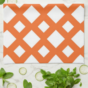 Oranje Lattice on White Theedoek