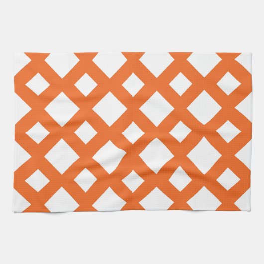 Oranje Lattice on White Theedoek (Horizontaal)
