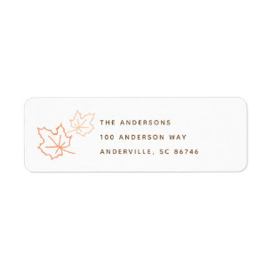 Oranje Leaf Thanksgiving Return Address Etiket