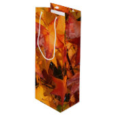 Oranje Leaves Wijn Cadeautas (Voorkant Gekanteld)