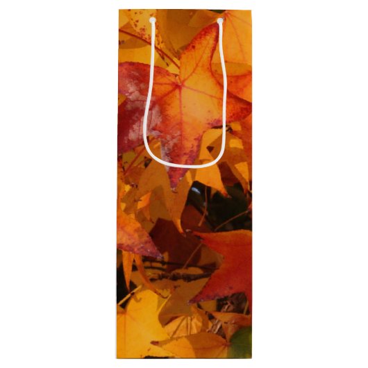 Oranje Leaves Wijn Cadeautas (Voorkant)