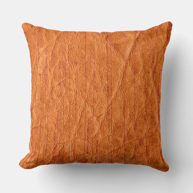 Oranje leder kussen (Voorkant)