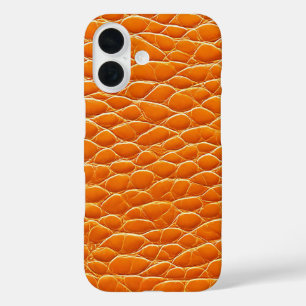 Oranje leereffect patroon iPhone 16 hoesje