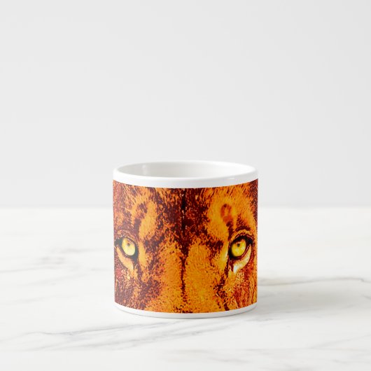 Oranje leeuw met gezicht, met vuur espresso kop (Voorkant)