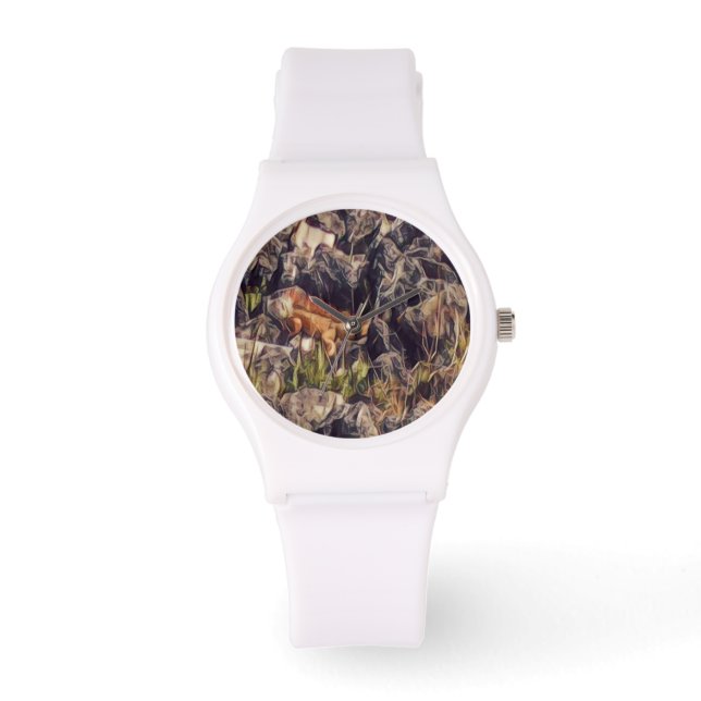 Oranje Leguaan Kunst Horloge (Voorkant)