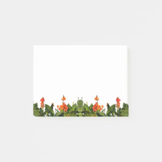 Oranje lelie bloeit in een tuin post-it® notes