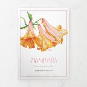 Oranje lelie bloem waterverf bruiloft drieluik programma (Cover)