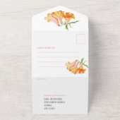 Oranje lelie botanische kunst bruiloft RSVP-opties All In One Uitnodiging (Buitenkant)