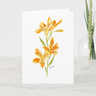 Oranje lelie watercolor bloemen wenskaart kaart