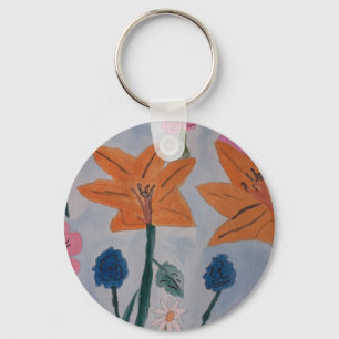 Oranje lelies badge sleutelhanger