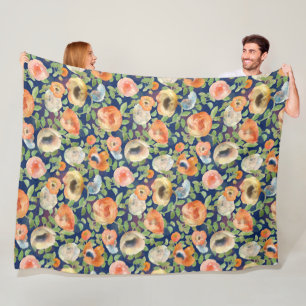 Oranje Lente Bloemen Fleece Deken